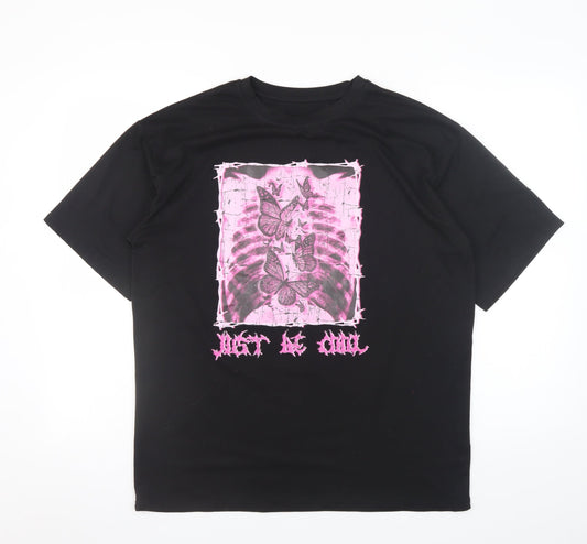 Womens UK Size S SheIn Black Basic T-Shirt