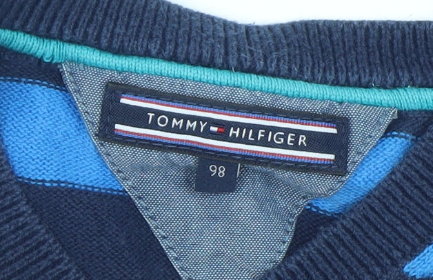 Boys UK Size 3 Years Tommy Hilfiger Blue Pullover Jumper