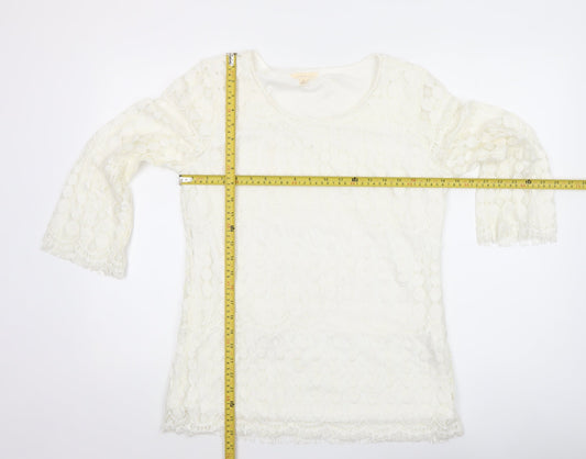 Womens UK Size M Adiva Ivory Lace Blouse