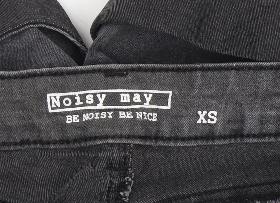 Noisy May Womens Grey Denim High Rise Hot Pants Shorts XS