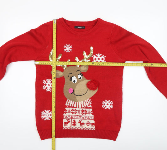 Womens UK Size S Dunnes Red Pullover Jumper