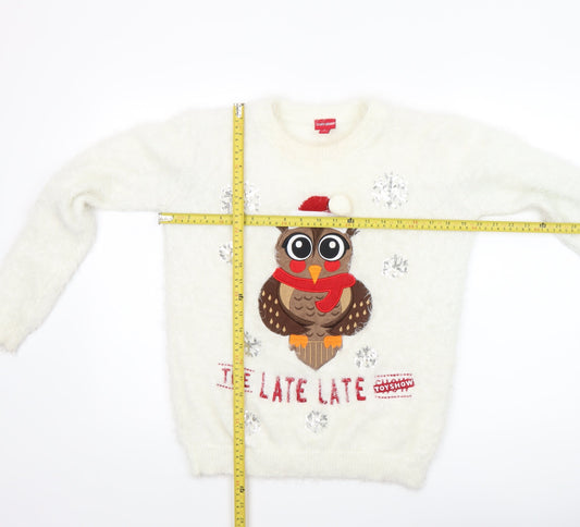 The Late Late Toy Show Women’s White Christmas Owl Jumper Size S