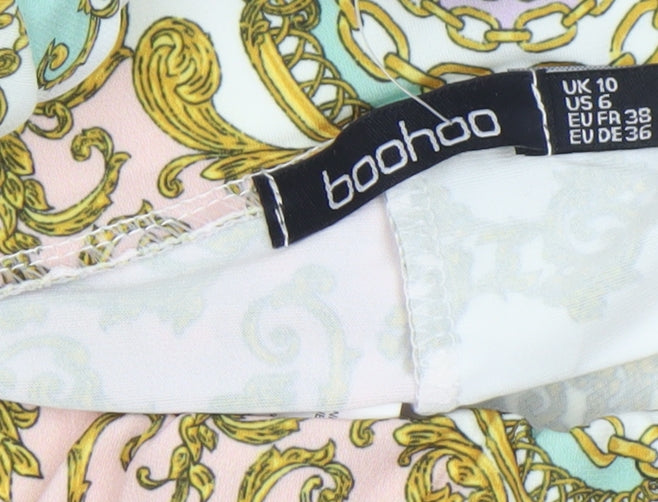 Boohoo Women’s Multicoloured Paisley Flared Jersey Trousers Size 10