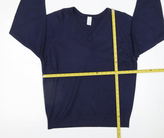 Littlewoods Men's Blue V-Neck Acrylic Jumper L Classic Knit