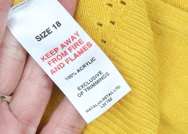 Papaya Women's Yellow Crew Neck Acrylic Jumper Size 18