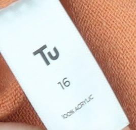 Tu Women’s Orange Crew Neck Acrylic Jumper Size 16