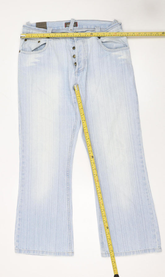 Mens UK Size 34 Crosshatch Regular Fit Straight Blue Jeans