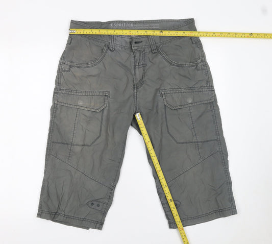 Esprit Men's Grey Cotton Cargo Shorts Size 32 Regular Fit