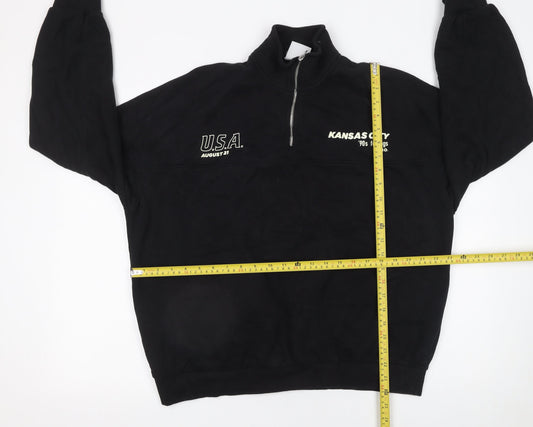Bershka Womens Black 90s Kansas City 1/4 Zip Sweatshirt Size 12