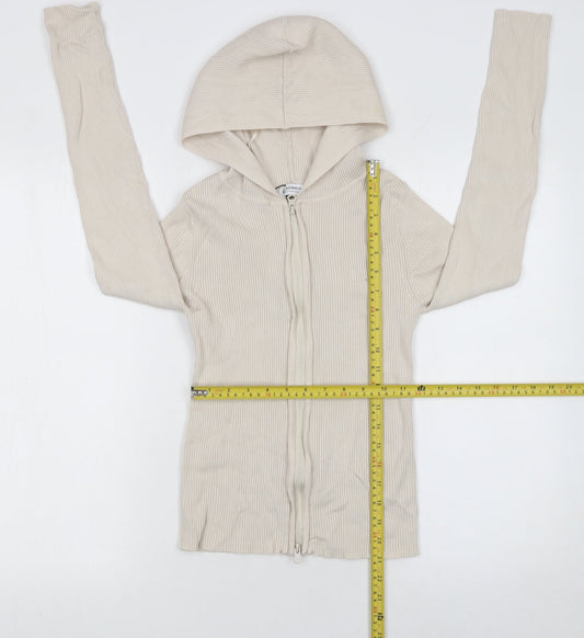 Womens UK Size M Stradivarius Beige Full Zip Jumper