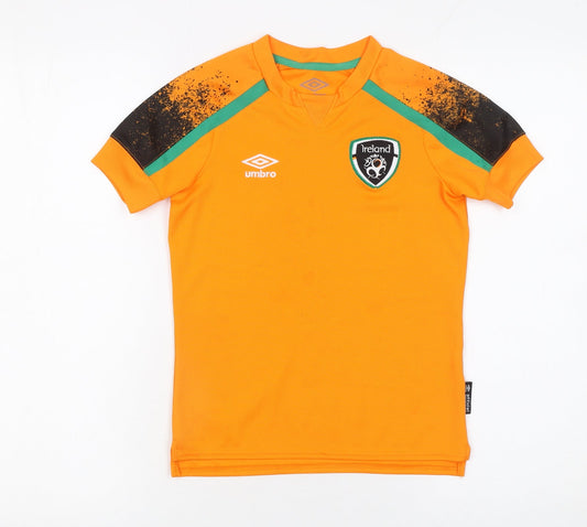 Additional front view of Umbro boys’ orange ireland football jersey t-shirt 10-11 years
