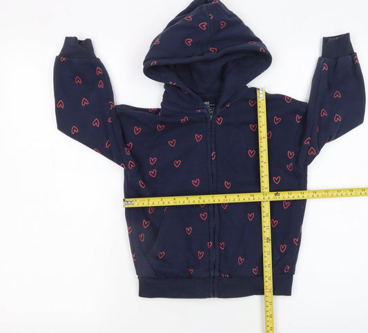 Girls UK Size 4-5 Years Marks and Spencer Blue Full Zip Hoodie