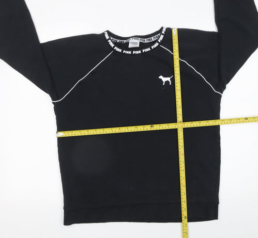 Womens UK Size S PINK Victoria's Secret Black Pullover Sweatshirt