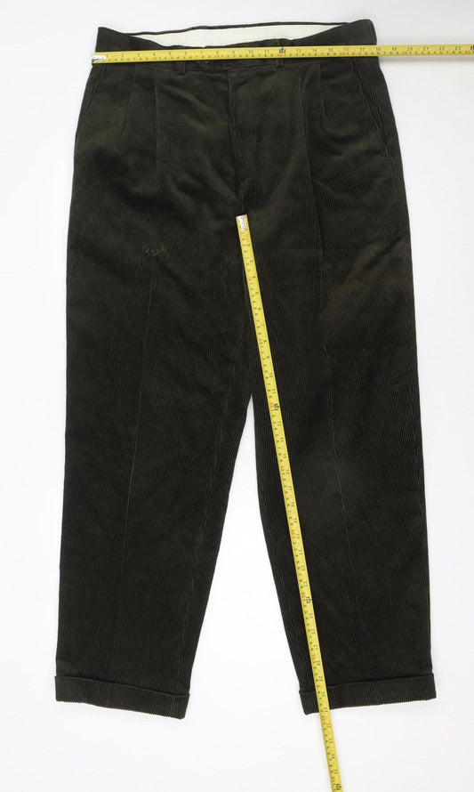 Debenhams Men Brown Corduroy Pleated Trousers 36W 31L Casual Club
