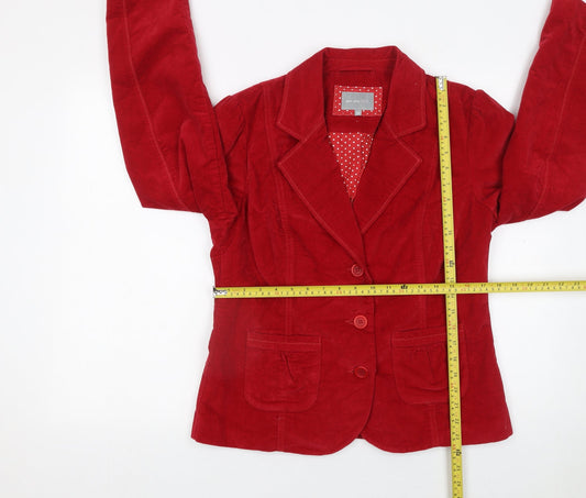 Marks and Spencer Per Una Red Corduroy Blazer Women Size 14 Regular Fit