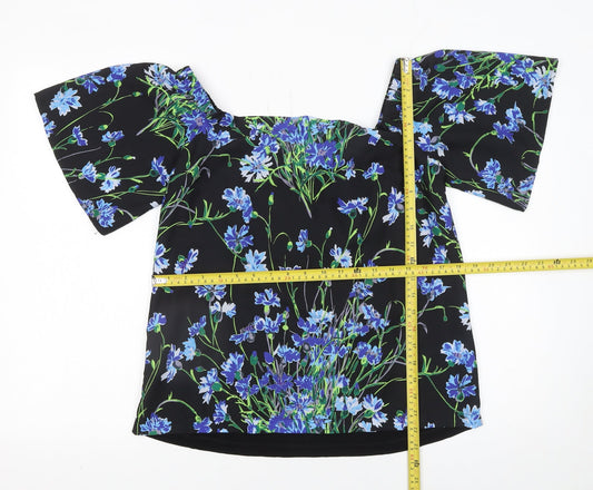 Womens UK Size 12 Warehouse Black Off the Shoulder Blouse
