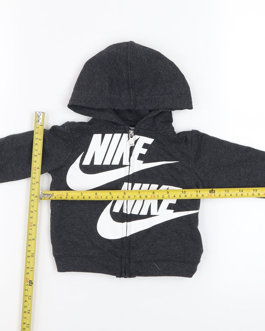 Nike Unisex Baby Black Full Zip Hooded Jacket 9-12 Months Logo Design