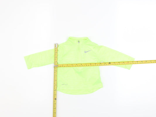 Nike Unisex Baby Green Dri-FIT Long Sleeve 1/4 Zip T-Shirt 3-6 Months