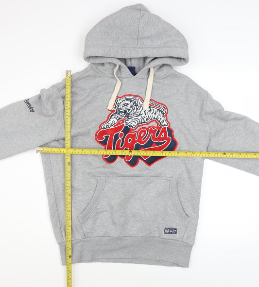 Superdry Mens Grey Pullover Hoodie M Graphic Tiger Embroidered Sweatshirt