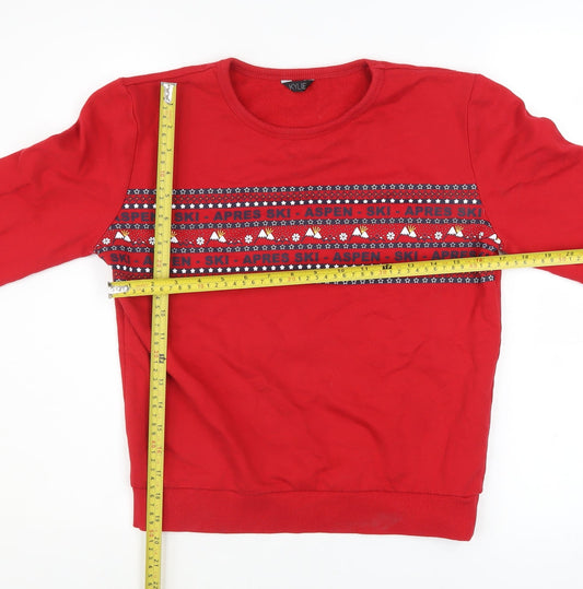 M&Co Girls Red Ski Fair Isle Pullover Sweatshirt 15 Years