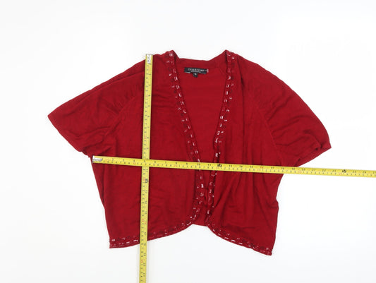 Womens UK Size 16 Debenhams Red Shrug Jumper