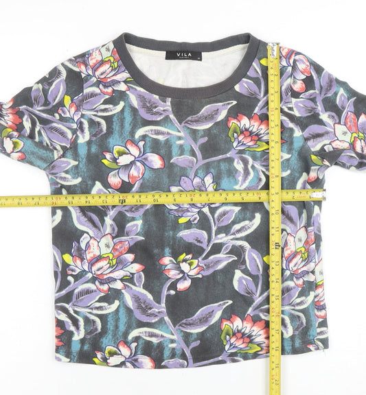 Womens UK Size XS VILA Multicoloured Basic T-Shirt