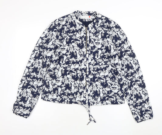 Womens UK Size 10 Zara Blue Bomber Jacket