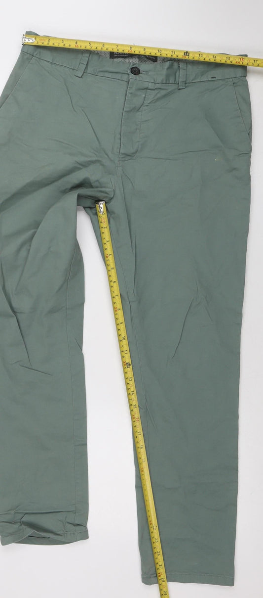 Denim Co. Mens Green Slim Fit Chino Trousers W34 L30