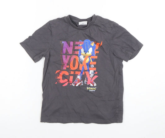 Boys UK Size 7-8 Years Sonic Prime Grey Basic T-Shirt