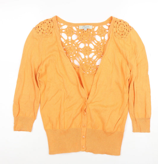 Womens UK Size 10 Peacocks Orange Cardigan Jumper