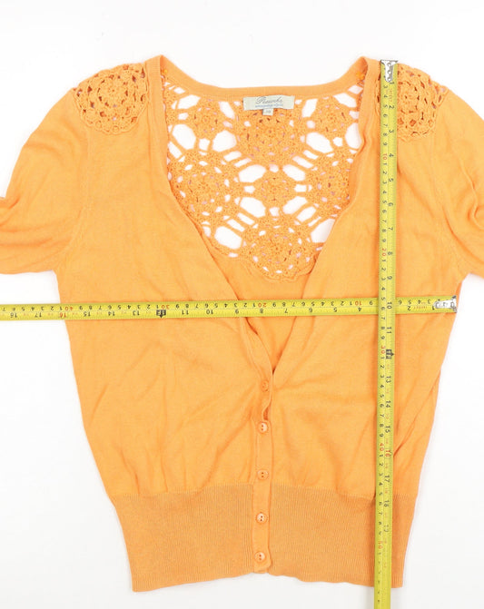 Womens UK Size 10 Peacocks Orange Cardigan Jumper