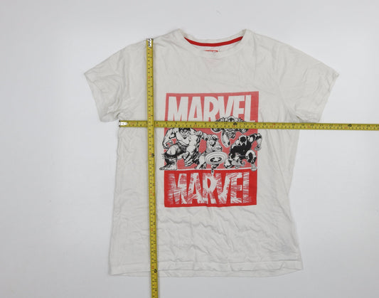 Boys UK Size 14-15 Years Marvel White Basic T-Shirt