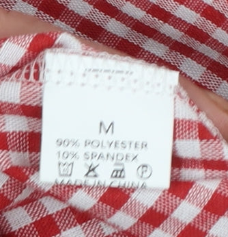 Blossom Costumes Men's Red Check Button-Up Long Sleeve Shirt M