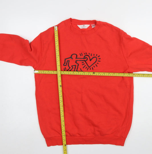 H&M Girls Red Keith Haring Graphic Cotton Sweatshirt 14-15 Years