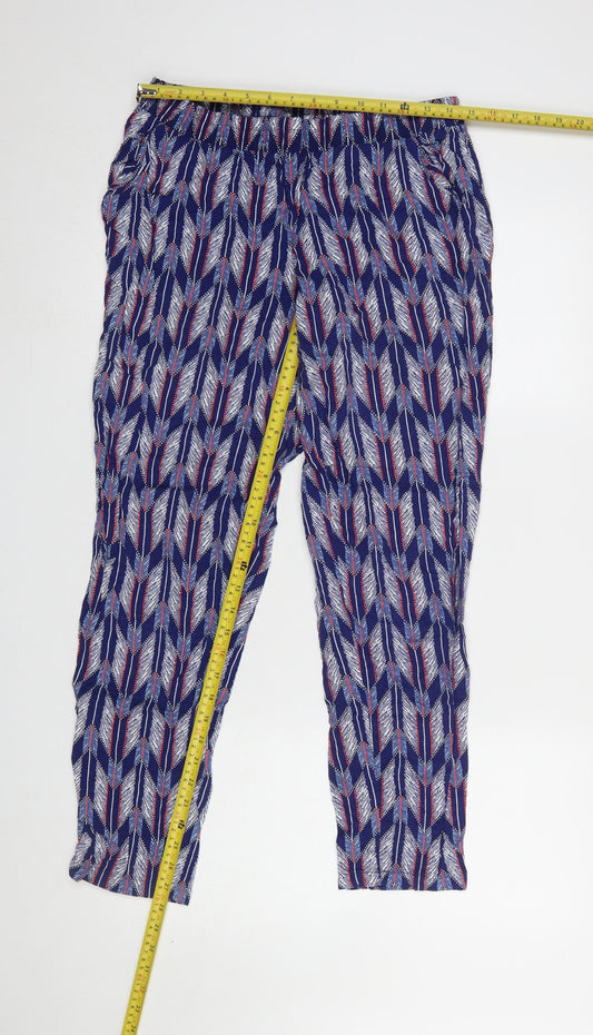 Womens UK Size 12 H&M Relaxed Fit CasualTravel Blue Trousers