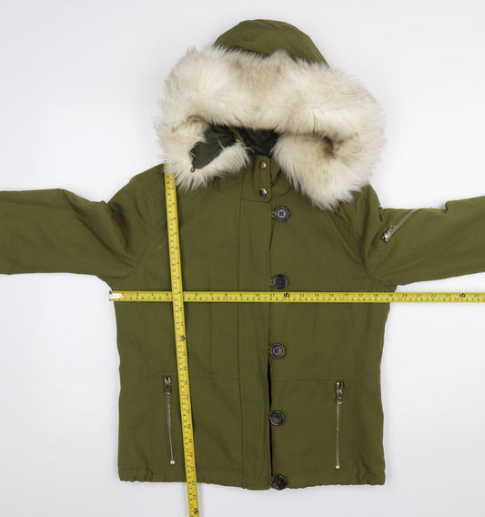 Womens UK Size 8 Topshop Green Parka Coat