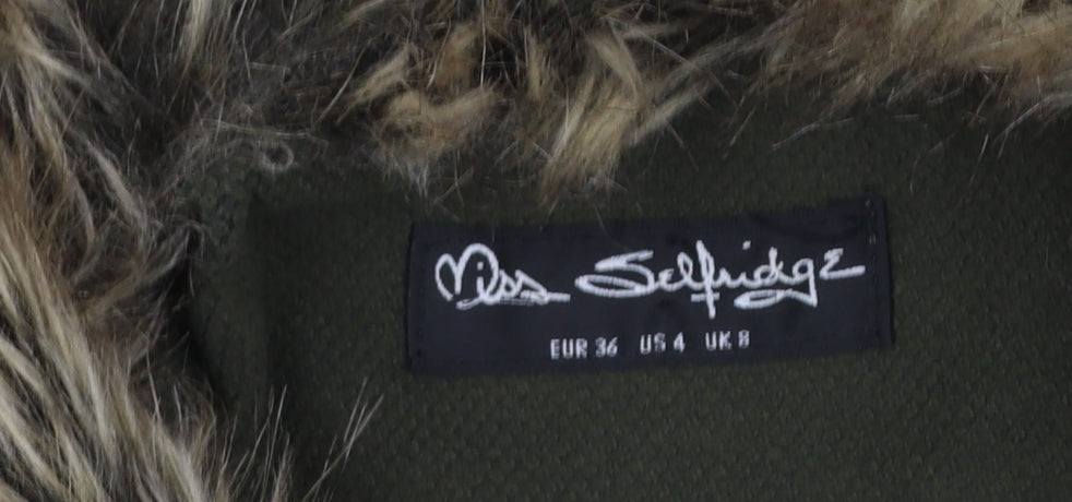 Womens UK Size 8 Miss Selfridge Green Overcoat