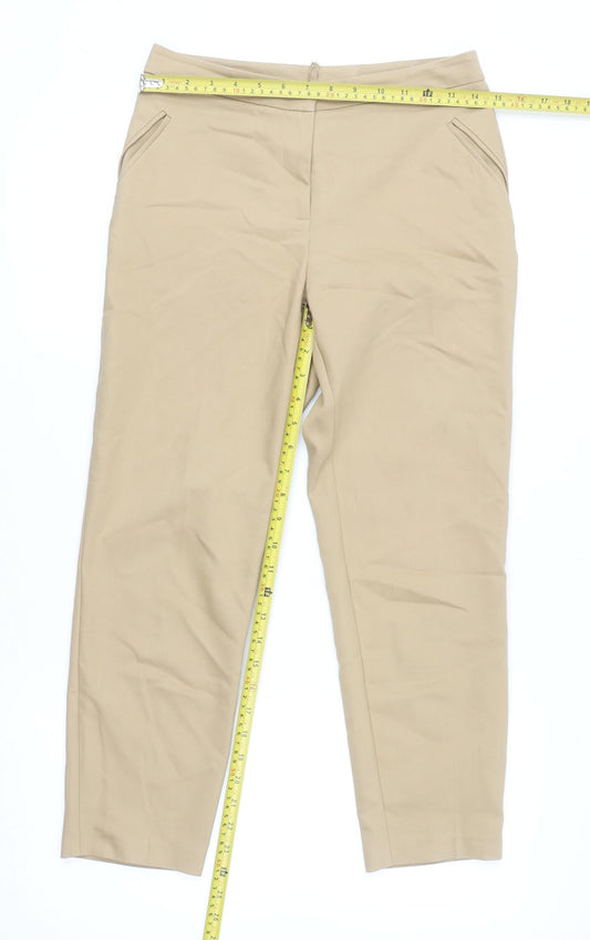 Womens UK Size 10 Topshop Slim Fit Chino Beige Trousers