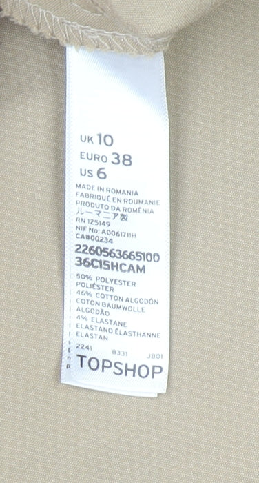 Womens UK Size 10 Topshop Slim Fit Chino Beige Trousers