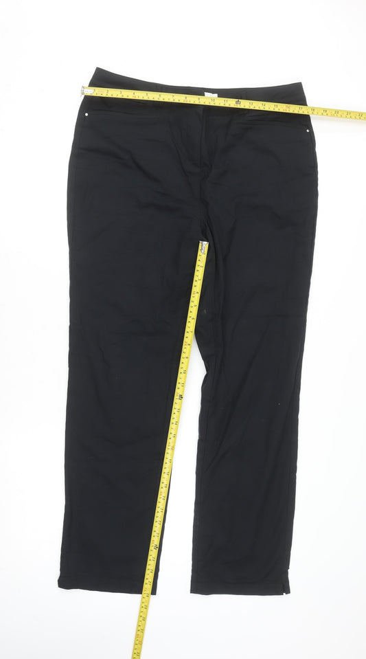 Womens UK Size 14 Pink Collection Regular Fit Casual Workwear Black Trousers