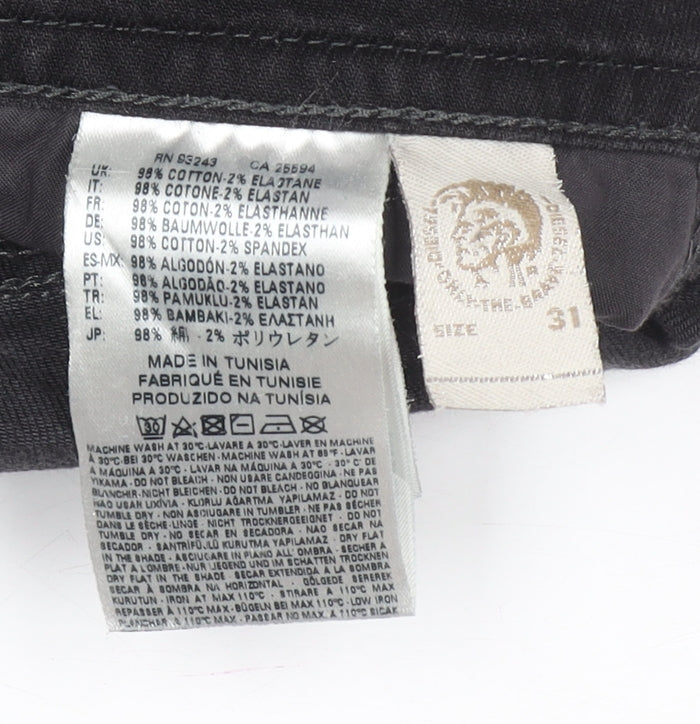 Mens UK Size 31 Diesel Slim Fit Straight Black Jeans
