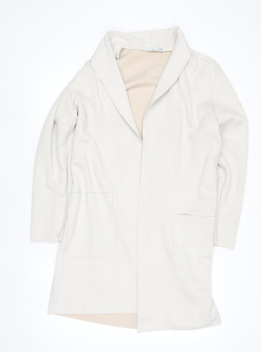 Womens UK Size 10 Zara Beige Overcoat