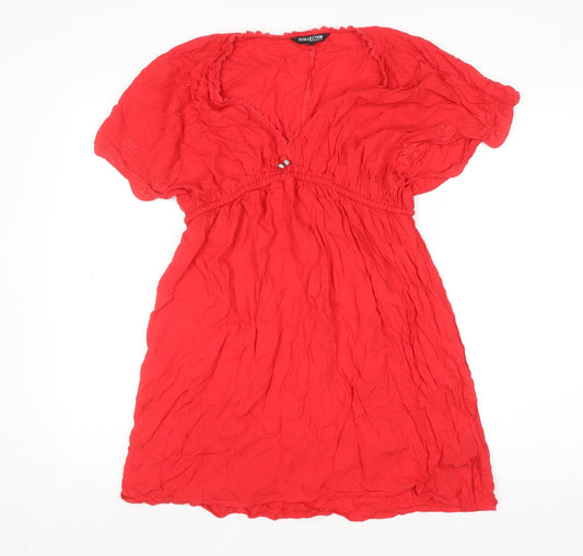 Womens UK Size M Debenhams Red Tunic Blouse