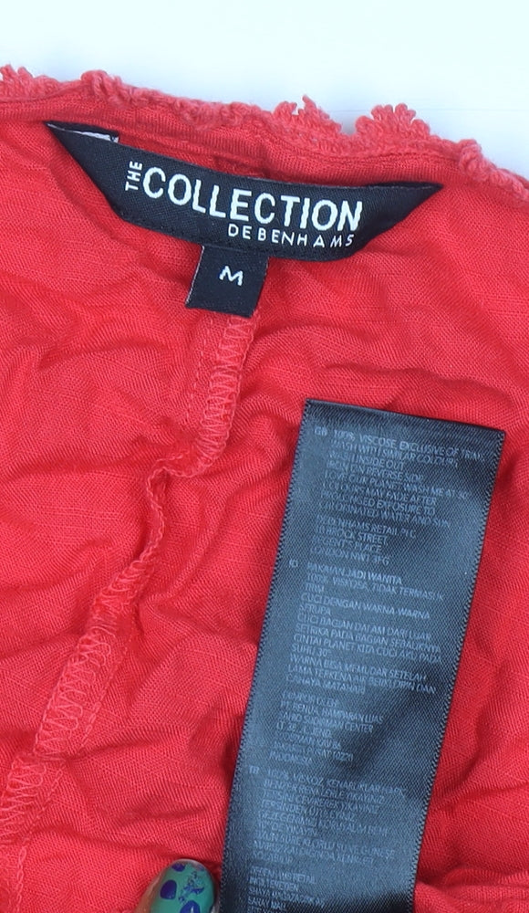 Womens UK Size M Debenhams Red Tunic Blouse