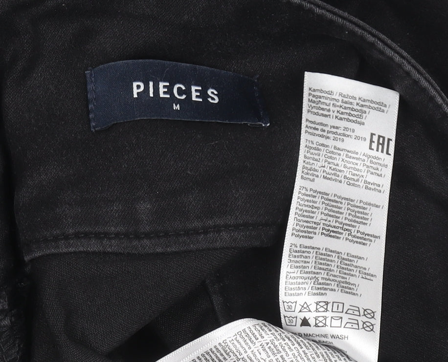 Womens UK Size M Pieces Slim Fit Skinny Black Jeans