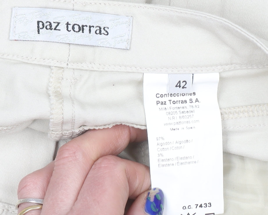 Womens UK Size 14 Paz Torras Regular Fit Chino Beige Trousers