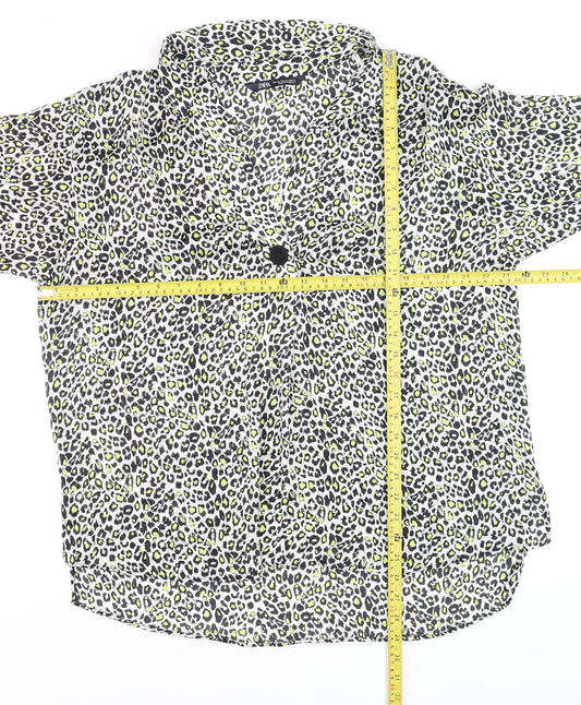 Womens UK Size XL Zara Multicoloured Cropped Blouse