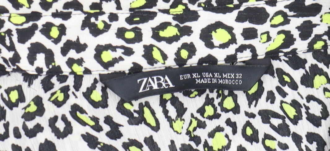 Womens UK Size XL Zara Multicoloured Cropped Blouse
