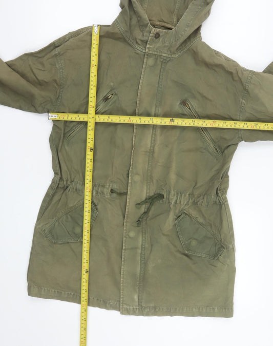 American Eagle Outfitters Women Green Cotton Parka Jacket S