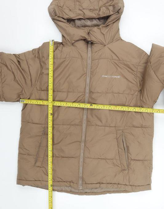 Womens UK Size 12 Pink Soda Sport Brown Puffer Jacket